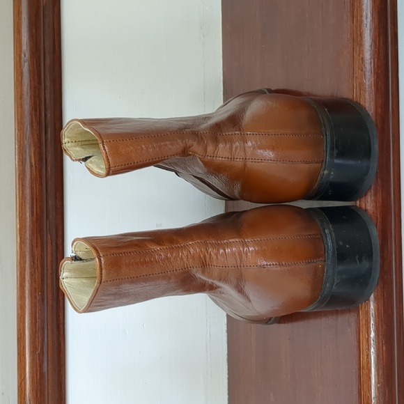 VINTAGE MEN'S "FREEMAN" BROWN LEATHER ANKLE BOOTS SIZE 7 1/2 - Picture 5 of 16